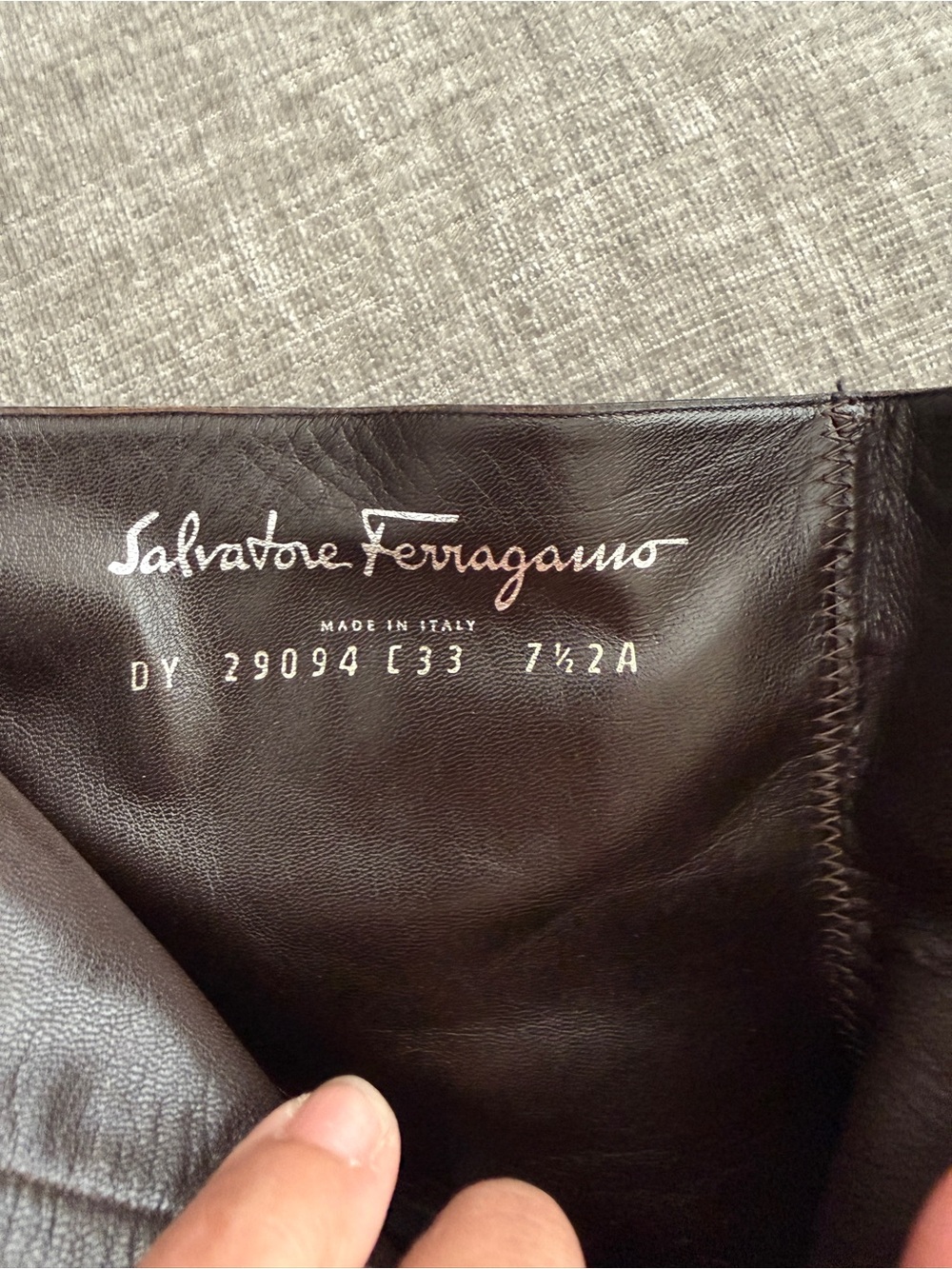Salvatore Ferragamo Dark Brown Leather Men's Bag with Logo Stamp
